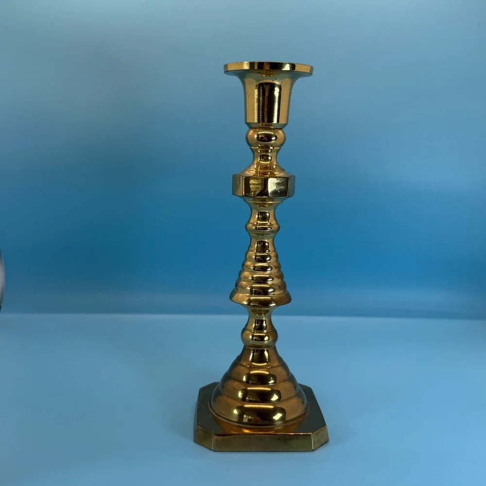 VTG Brass TaperBeehive Candle Holder Medium‎ Victorian Regency Dark Academia Art